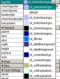 Design a User Application Basic Design Click a named color to select it for the object property.