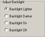 Event Builder Basic Design Set Backlight This action brightens, darkens, turns off, or turns on the display backlight.
