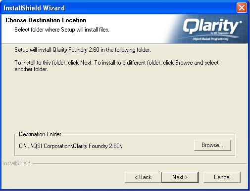 Installation Install Qlarity Foundry 4. Read the agreement and click [Yes] if you accept the terms. The following window appears. 5.