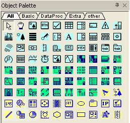 Getting Started Object Palette 3.11 Object Palette The Object Palette contains a tab for each library in the workspace, as well as an All tab and an Other tab.