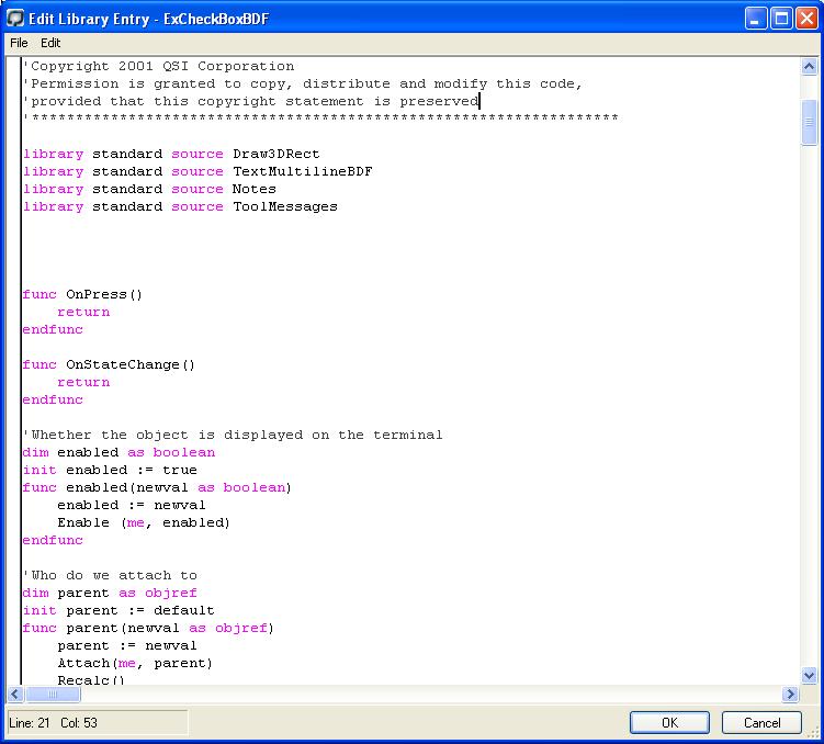 Templates, Resources, and Libraries Edit Libraries The object template is displayed in a text editor similar to Code View, as shown below.