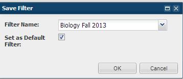 To better explain, let s act as if you are a scheduler in charge of only Biology courses for the Fall 2013 term and you want that set as your default view when you open this screen
