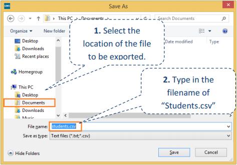 The Export as Text box will open once you click Run. Ensure Comma Separated is highlighted as shown below. 5.