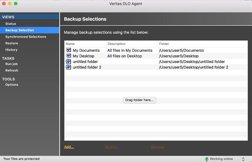 Figure 4: Choosing backup selection folders Modifying a Backup Selection To modify an existing backup selection: 1. Under Views in the Tasks bar, click Backup Selections. 2.