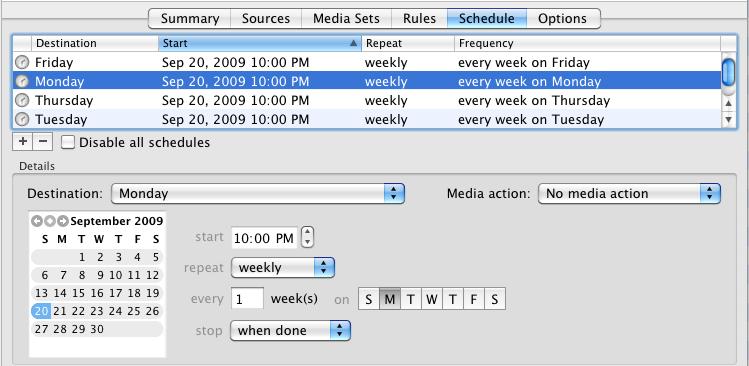 5. In the script s Rules tab, choose the Rule that you want to apply to the backups. 6. In the script s Schedule tab, create a schedule.
