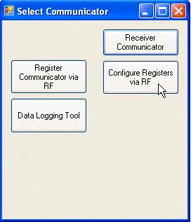 Once Configure Registers via RF opens you will need to set your Com Port.
