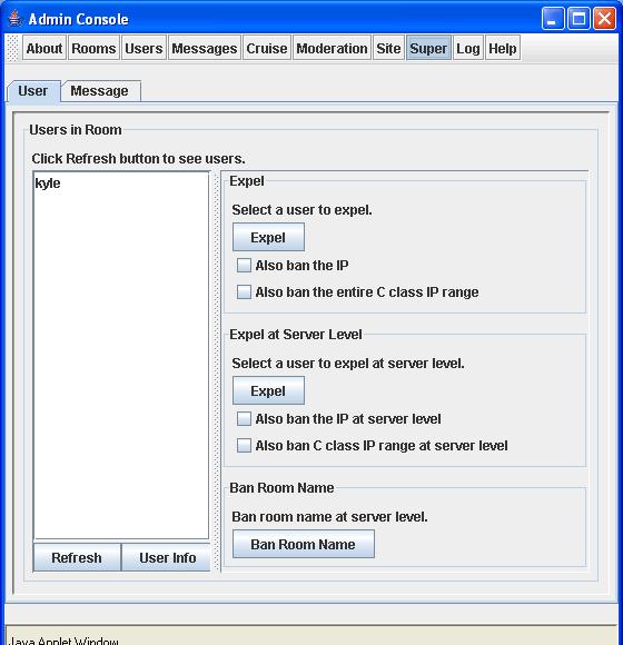 GUI Admin Console Message Broadcast a