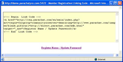 ParaChat v9.12 Hosted Documentation - PDF Attention: If you make incorrect entries into these fields your linking code will not work correctly.