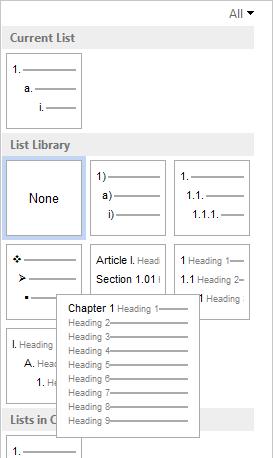 Chapter headings Select the first chapter heading and click on Heading 1 in the Styles group on the Home tab.