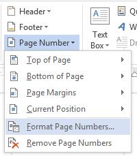 Page Numbers You can use different numbering formats in different parts of your document.