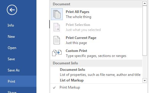 Print a list of the tracked changes in the document Click on File > Print > Under Settings, click on Print All Pages > select List of Markup.
