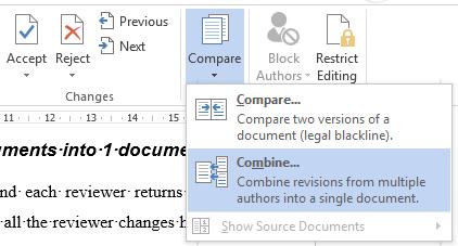 2. Click Combine revisions from multiple authors into a single document. 3.