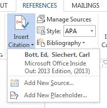 Insert, edit, or delete a citation In your document, click where you want to insert the citation.