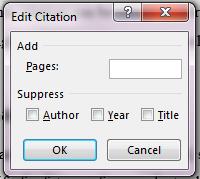 citation Right click on the citation and select Edit from the short-cut menu Add the pages and click on OK Insert or edit a works cited list or a bibliography A works cited list is a list of all