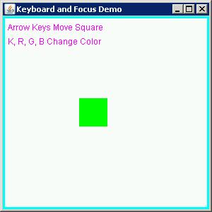 Keyboard Example Code This allows the user to move a square and change its color by