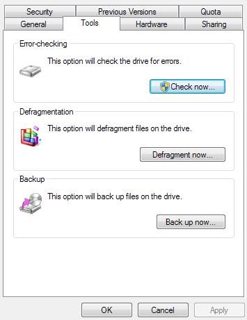 You only need to click the Error-checking option if you've been having a few problems with your computer. Otherwise, you can leave it alone. The Defragmentation option is really a matter of choice.
