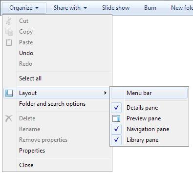 You should see this at the top of Windows Explorer: If you still can't see the menu bars click