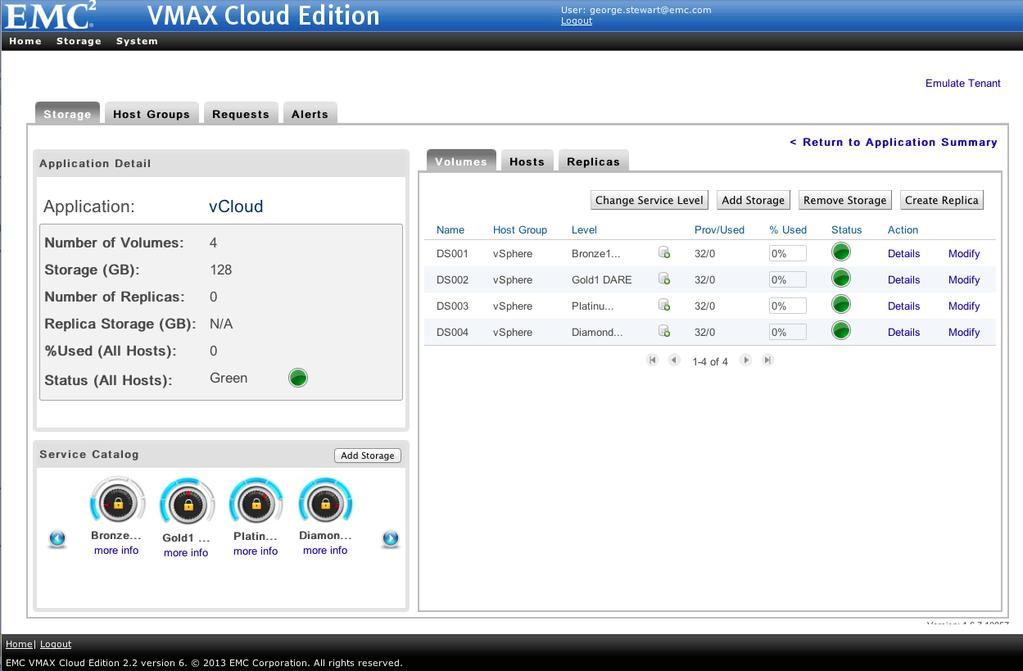 VMAX Cloud Edition supports multi-tenancy for management, reporting, and metering.