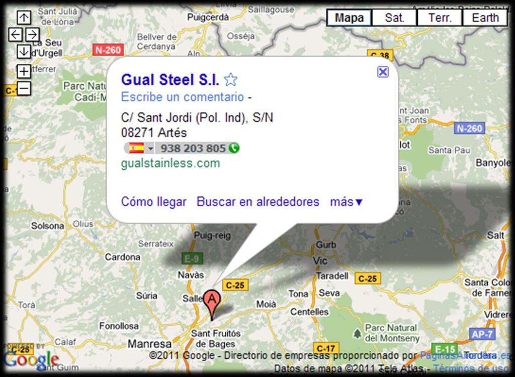 GUAL STEEL, S.L. Headquarters: Pl. Tarascón, 6 08600 Berga (Barcelona) Spain Logistics warehouse: Pol.