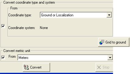 Converting A File When converting from a Road file, the user can select: 1.