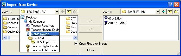 Importing Files from a Total Station 7. If Open File After Import was selected, the import function closes and the file opens in Topcon Link. Figure 4-5.