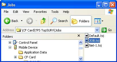 Using Windows Explorer to Import Files from a Device for the job created by TopSURV version 7.0 and later for the job created by TopSURV version 6.11.03 and earlier Figure 4-13.
