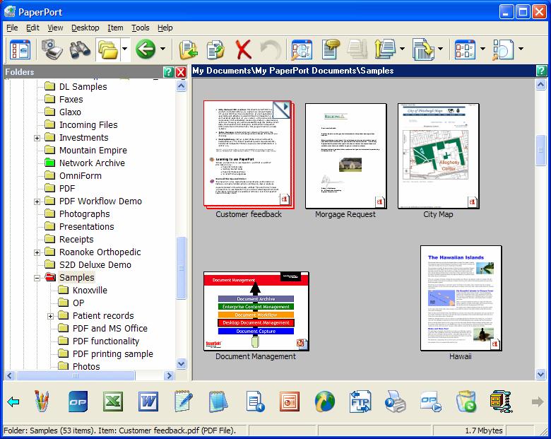 Managing Documents at the Desktop With PaperPort Professional 10, you can organize and index all of your scanned image files and text based documents.