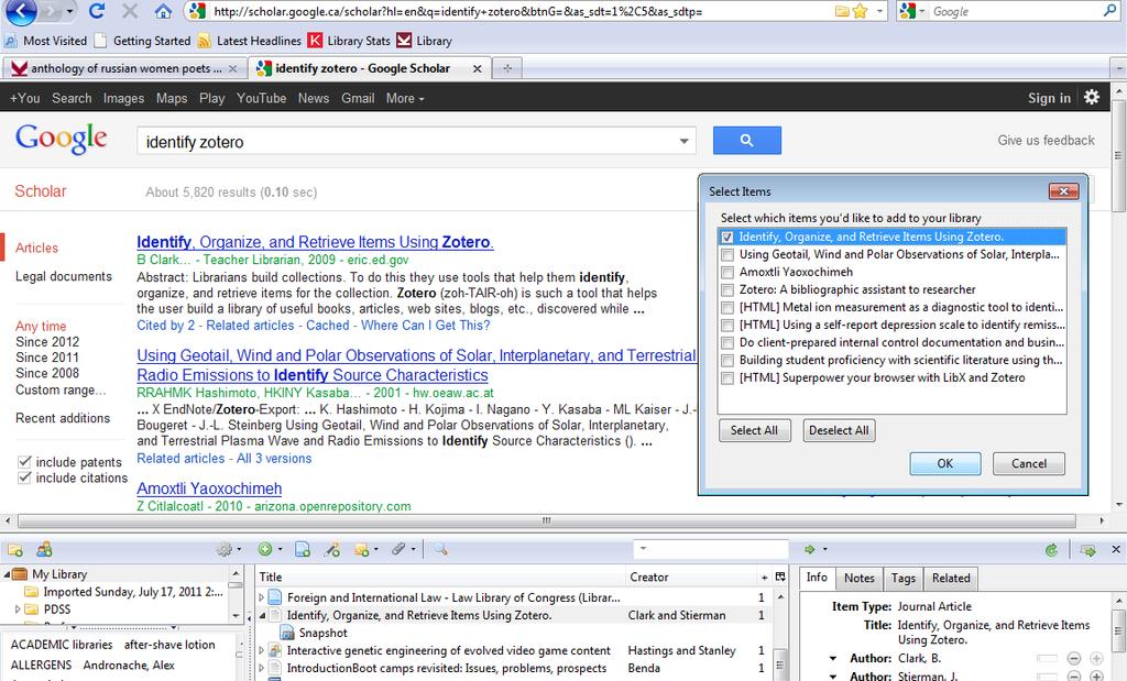 Article from Google Scholar Google Scholar creates a folder with all articles on this screen; click folder icon