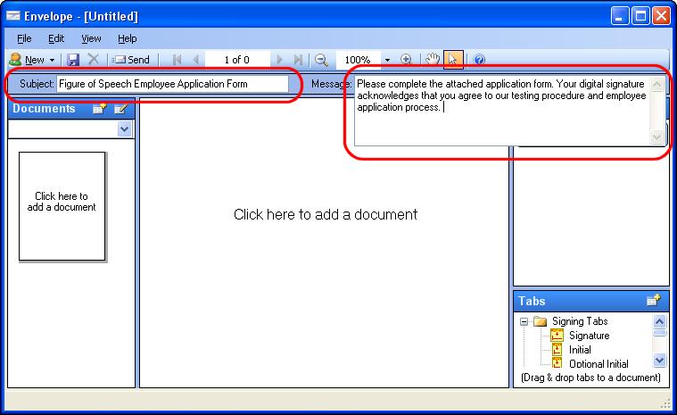 Creating and modifying envelopes 3 In the Message text box, type a short statement. The message appears in the body of the email sent by the DocuSign Service to recipients.