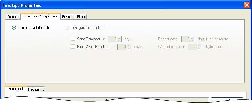 Use reminders and expirations At times, you may need to encourage your recipients to complete an envelope more rapidly.
