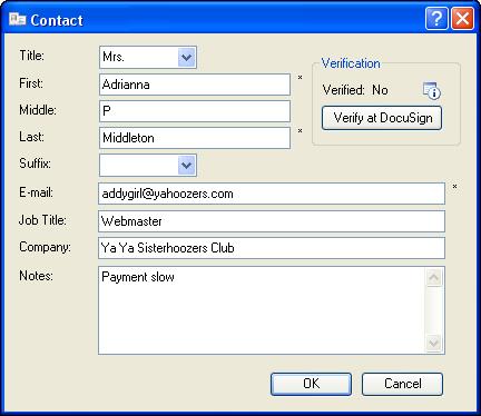 Using DocuSign Desktop Client Contacts list The default sort order for Contacts is by last name. You can click on any column head to sort the entries alphabetically by that field.