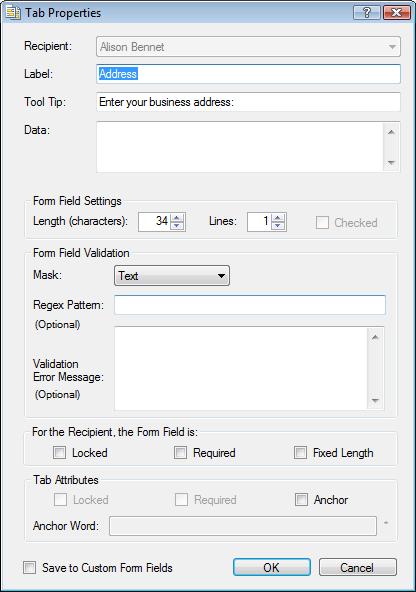 4 If the data for this field is known, you can use the Data field to type the value. This field is optional. 5 To change the length of the data field, type a new value in the Length text box.
