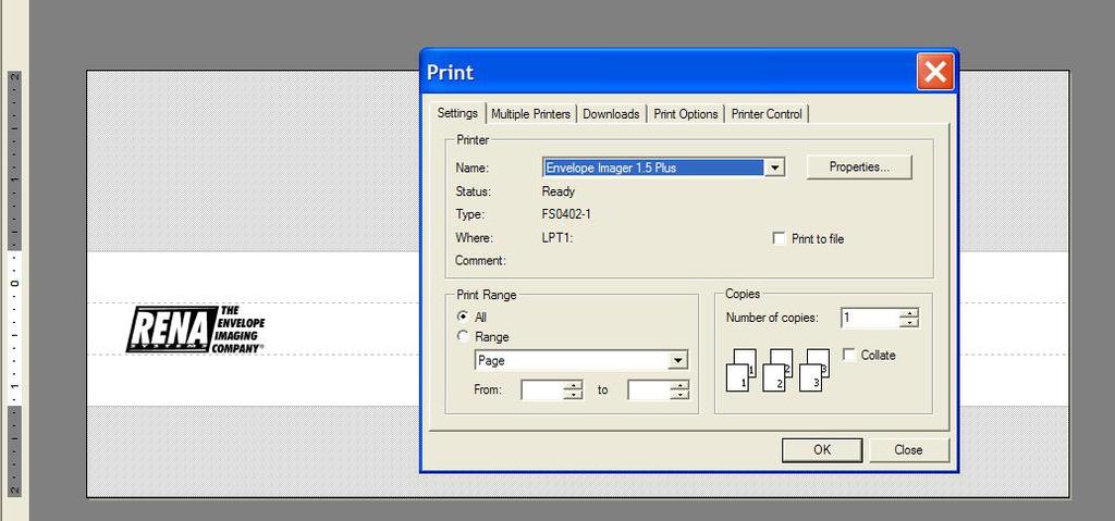 Verify that the correct printer model (Name) is selected. 3.