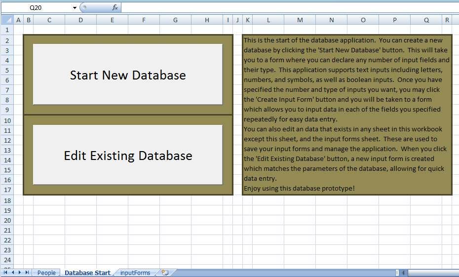 Implementation Documentation The Excel file containing Dynamic Database has two worksheets by default.