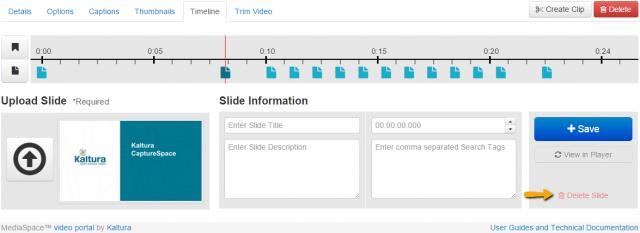 T add r edit slides 1. Lgin t yur My Media page. 2. Click Edit near the entry yu want t edit and select the Timeline tab.