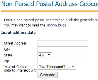 2. Using the Non-Parsed Postal Address geocoder, input two records, with the criteria in the previous step, as it is written in the database, to see if the geographic type matches. 3.