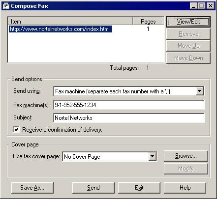 Composing fax and text messages To create and send a single fax message To create a fax, your CallPilot mailbox must have fax capability.