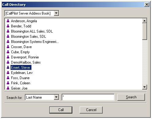 Initiating a call using Call Directory The Call Directory feature allows you to call any person listed in the Lotus Notes Public or Personal Address Books, CallPilot Personal Address Book, the