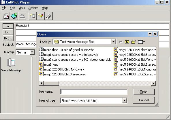 Adding attachments to messages Before sending a message, you can attach one or more voice, fax, or text files to it. Voice files can be.vbk or.