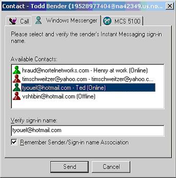 Contact Sender menu item from the Tools-> CallPilot Desktop Messaging Tools menu. When Contact Sender is chosen, CallPilot retrieves the message sender s CallPilot or e-mail address.