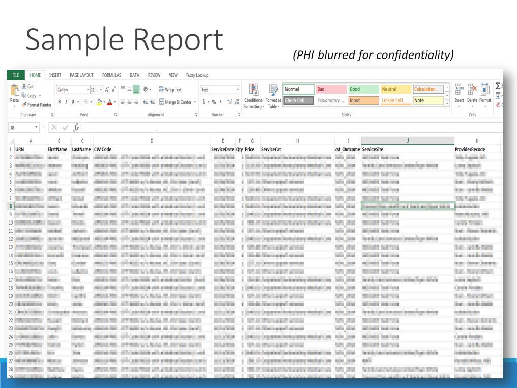 Here s an example of what one of those reports actually looks like. I ve blurred out some of the PHI information in there.