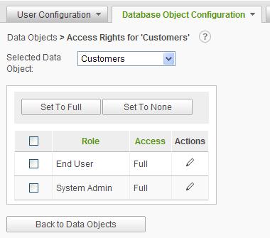 Page 53 Setting Data Object Access Rights Data Object Access Rights may be set for the data object or specific columns in the data object for each Role associated with the current reporting database.