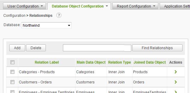 Page 74 Relationships The Relationships page allows the system administrator to create join relationships for data objects in the Ad Hoc instance.