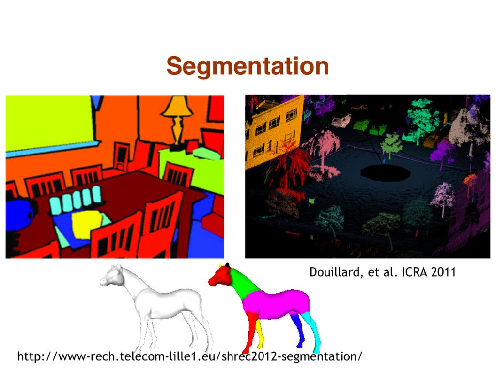 Therefore, segmentation can happen at different levels of abstraction and even doesn t have to be on a 2D image.