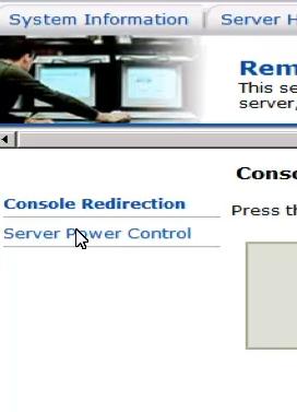 19 7 Return to the Veritas Remote Management interface and select Server Power Control on the left side of the Remote Control page. 8 The Power Control and Status page appears.