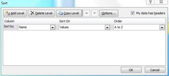 e. On the Data tab, in the Sort & Filter group, click on the Sort icon. (Note a Sort dialogue box will open) f.