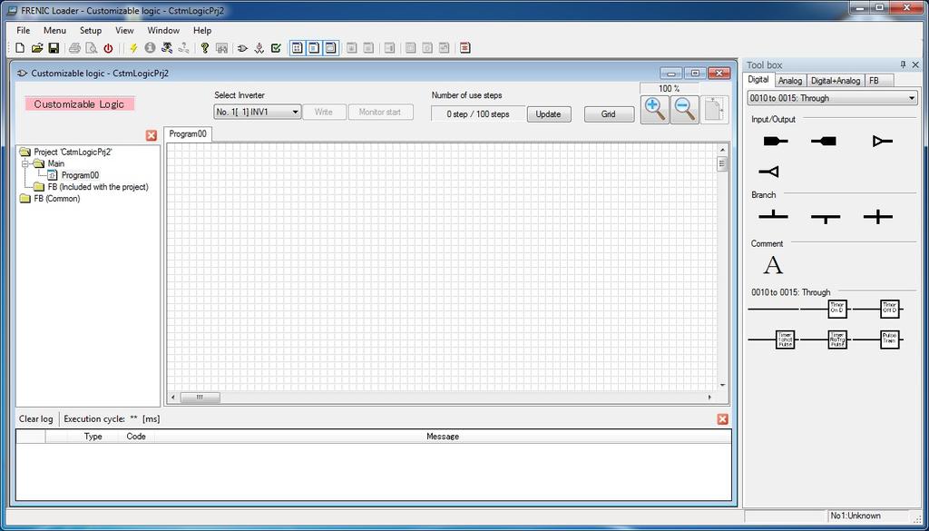 Chapter 2 Description of Functions 2.3. Main Window The following window appears when the software is started. Project management window Manages project files and function properties.