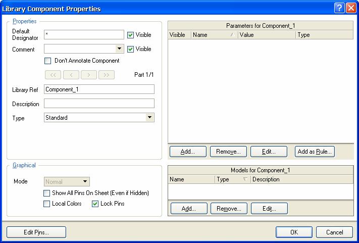 Creating Components tutorial For a multi-part component, the relevant pins for the selected part will be highlighted with a white background in the Component Pin Editor dialog.