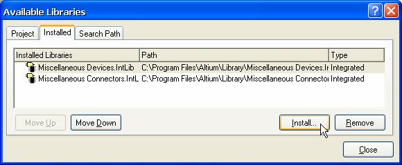 Integrated Libraries tutorial 3. Click on the Installed tab and click Install to add libraries. 4. Browse to the library you require in the Open dialog and click Open. 5.