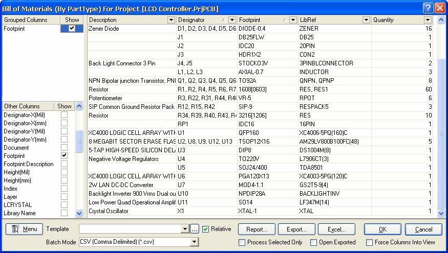 Customizing component reports tutorial Showing columns To show the Other Columns in the data section of the Report Manager: 1.